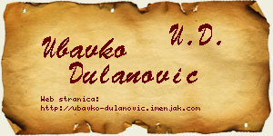 Ubavko Dulanović vizit kartica